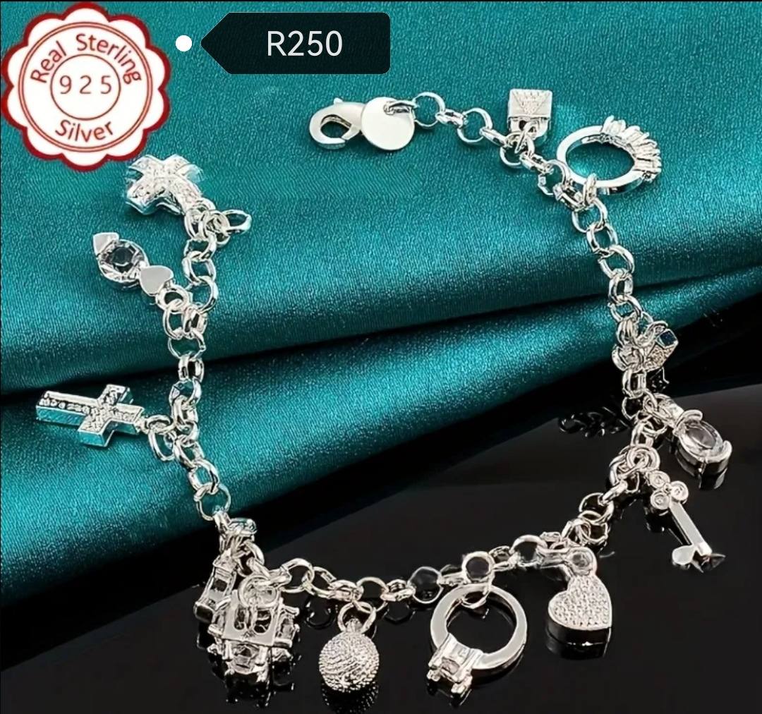 Real Sterling Silver 925 Charm Bracelet – R250