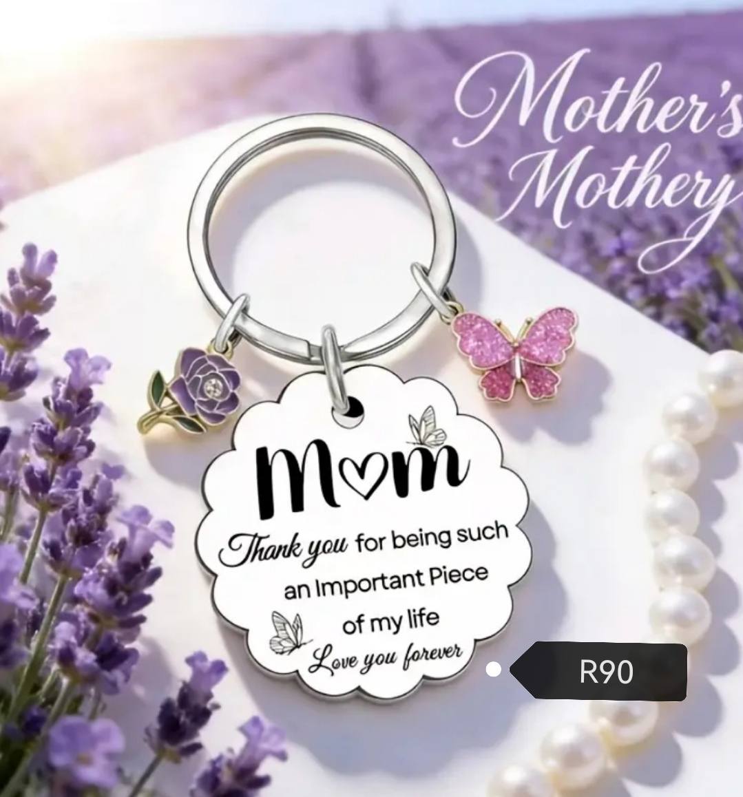 Mom Butterfly & Rose Keychain – R90